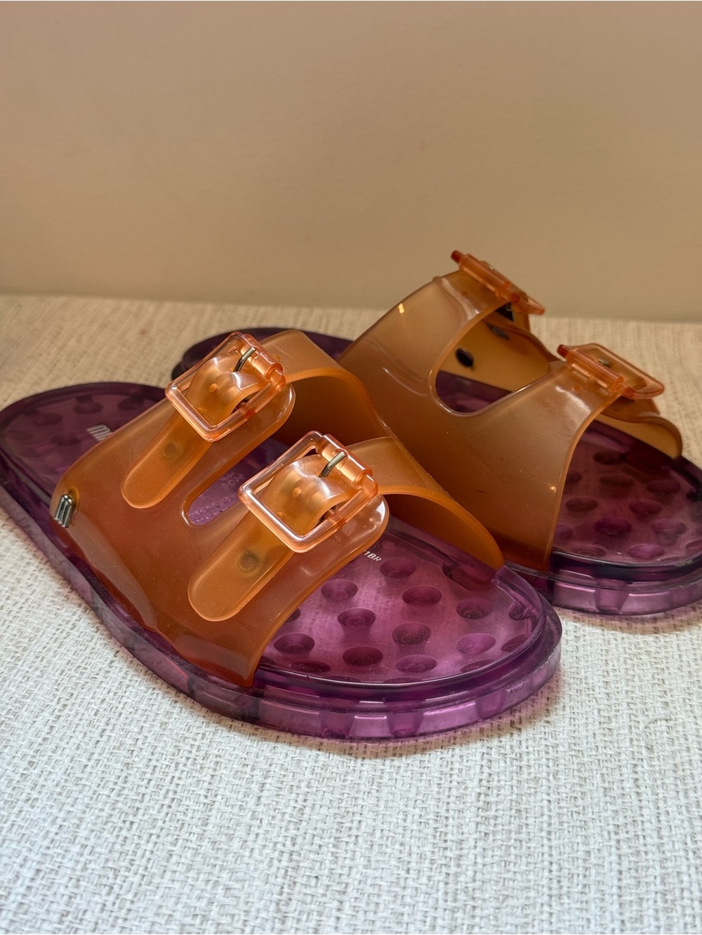 Mini Melissa Translucent Orange and Purple Jelly Sandals